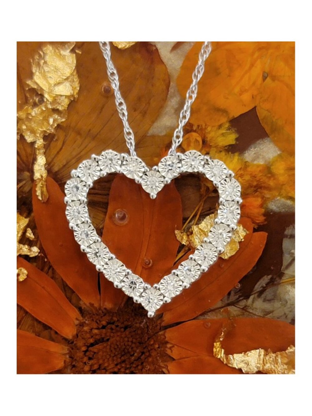 Lab Grown Diamond Heart Pendant Necklace Sterling Silver NWT